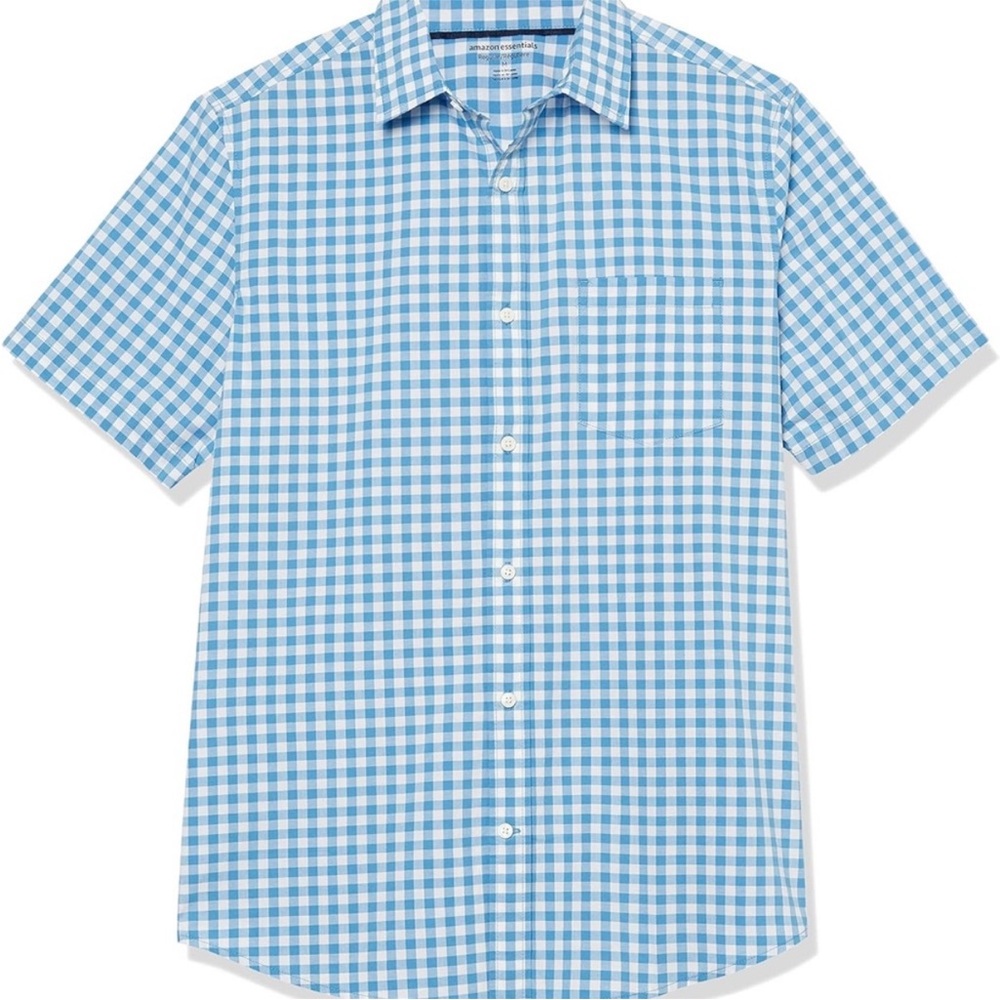 Amazon Essentials blue gingham buttoned slim shirt sz XL